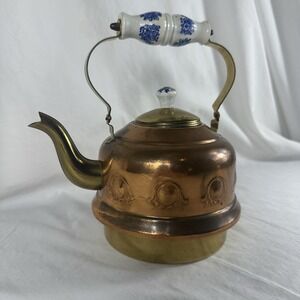 Old Dutch Copper Brass Delft Handle Knob Teapot/Kettle Holland Gooseneck‎